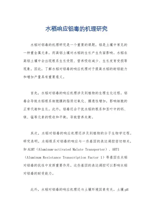 水稻响应铝毒的机理研究