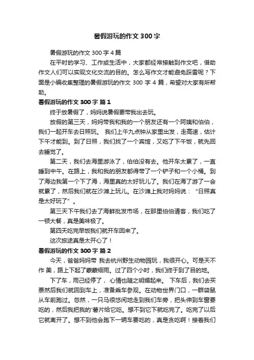 暑假游玩的作文300字4篇