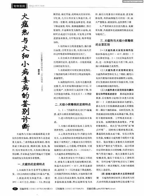 犬瘟热与犬细小病毒病的鉴别诊断