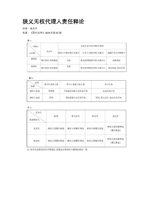 狭义无权代理人责任释论