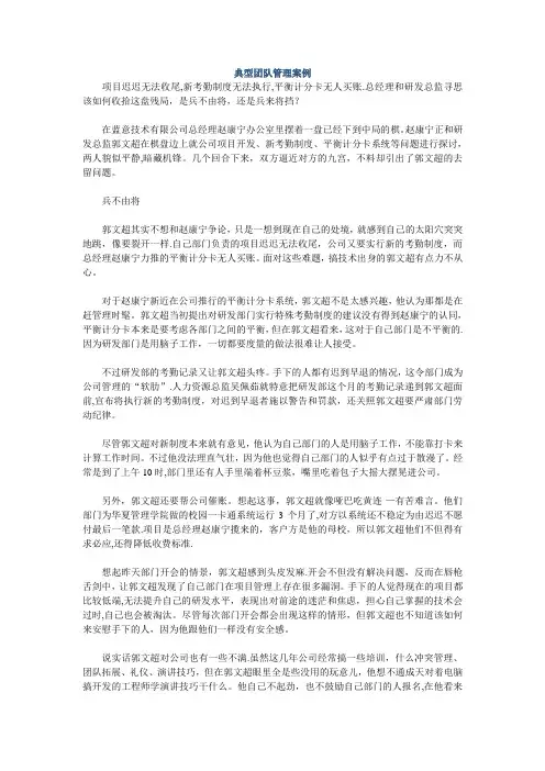典型团队管理案例