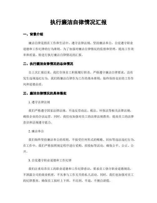 执行廉洁自律情况汇报
