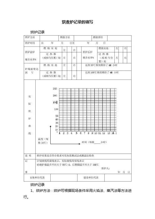 烘煮炉记录的填写