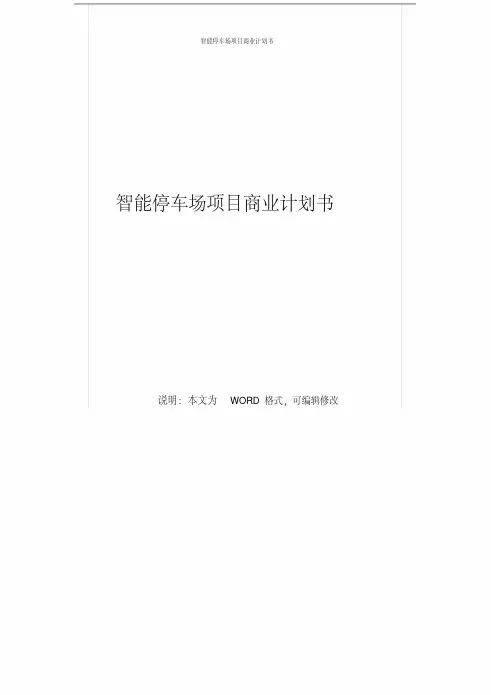 新版互联网+停车场智能停车场项目商业计划书-新版.pdf
