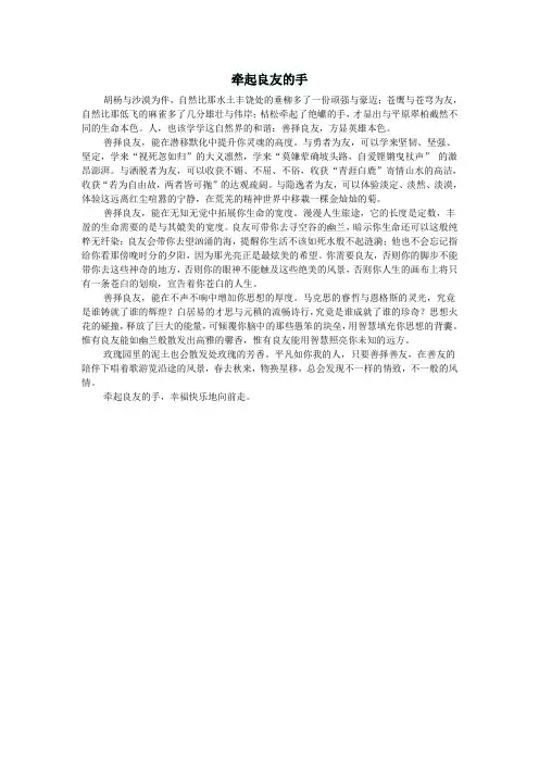 高中语文作文牵起良友的手