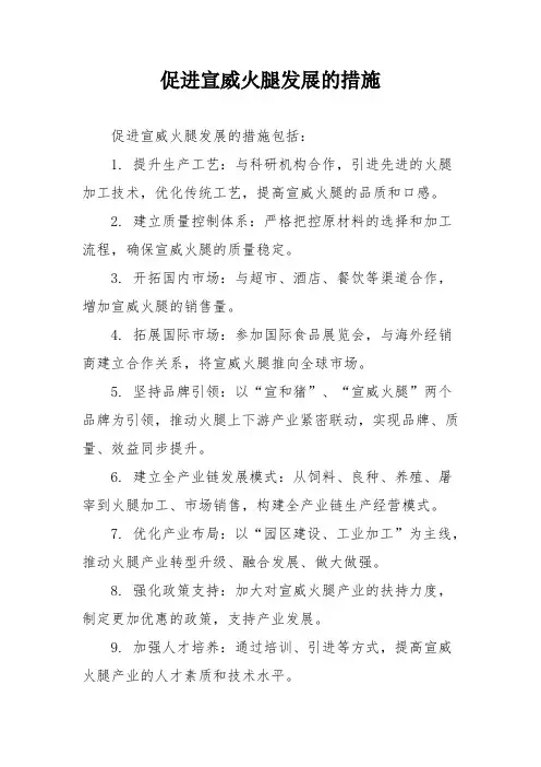 促进宣威火腿发展的措施