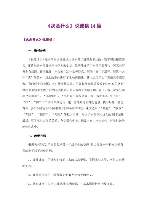 《我是什么》说课稿14篇