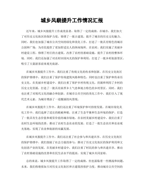 城乡风貌提升工作情况汇报