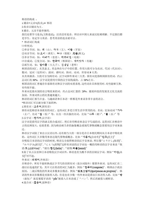 韩语的构成