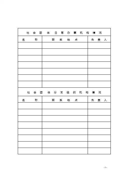 社 会 团 体 日 常 办 事 机 构 情 况
