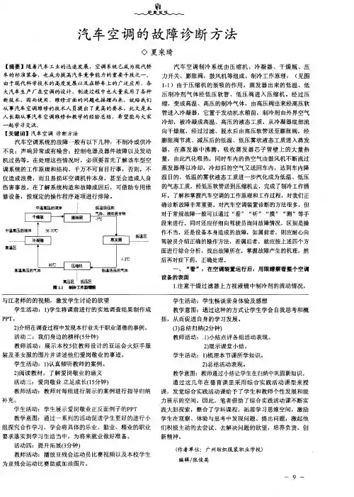 汽车空调的故障诊断方法