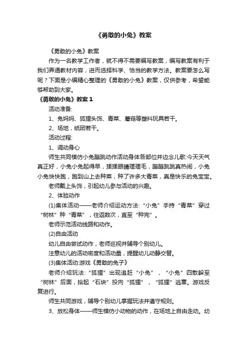 《勇敢的小兔》教案