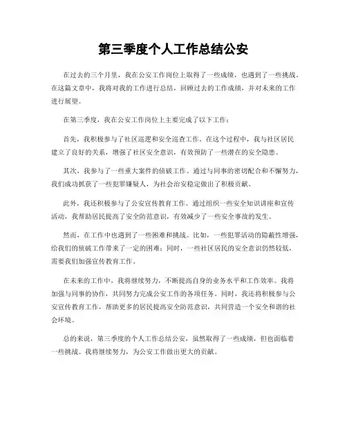 第三季度个人工作总结公安