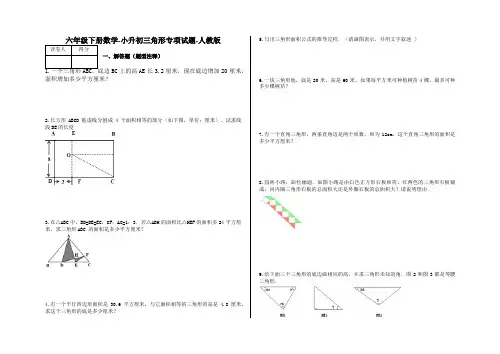 六年级下册数学-小升初三角形专项试题-15-人教版