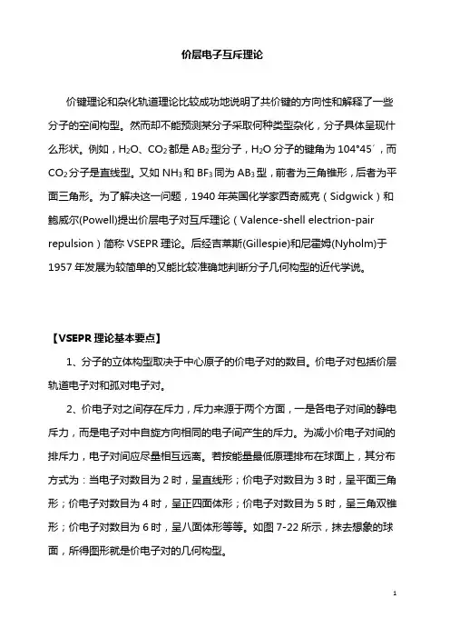 价层电子互斥理论(VSEPR)