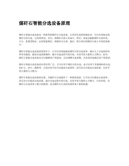 煤矸石智能分选设备原理
