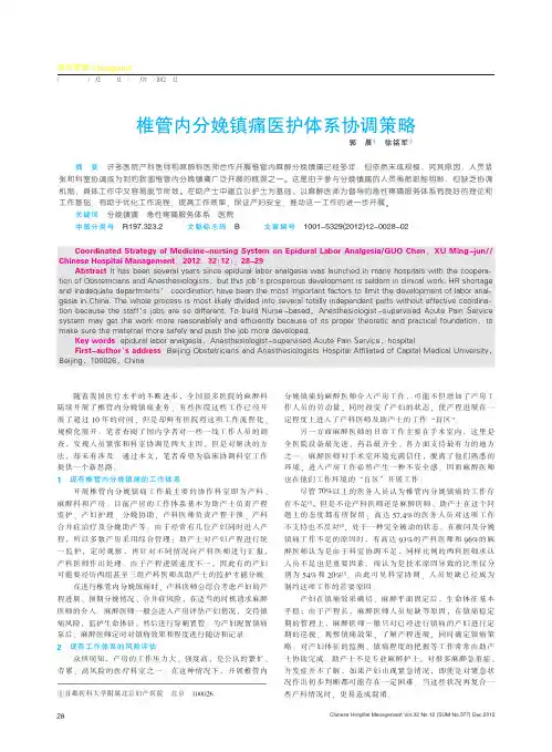 椎管内分娩镇痛医护体系协调策略