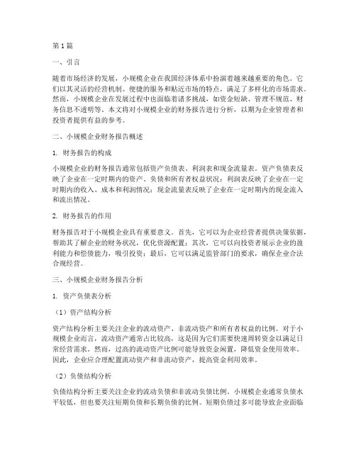 小规模企业财务报告分析(3篇)