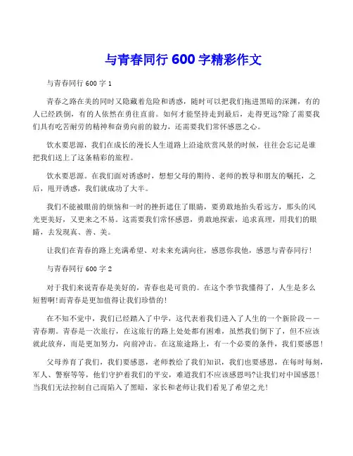 与青春同行600字精彩作文