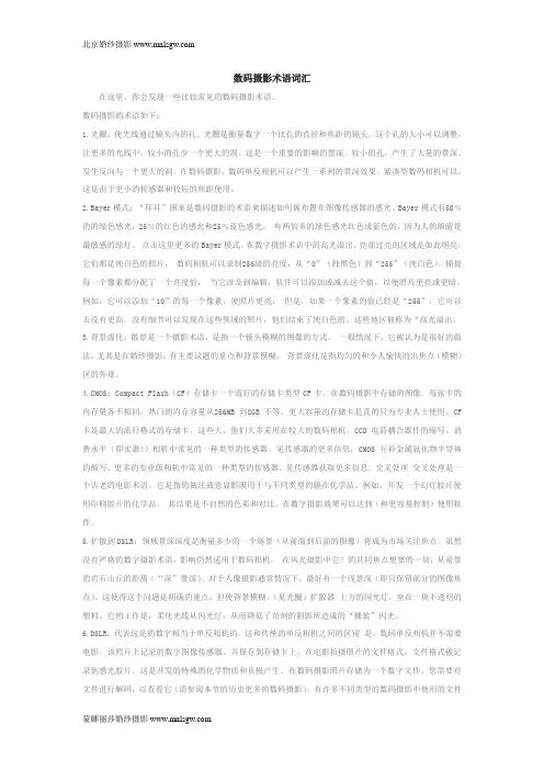 数码摄影术语词汇