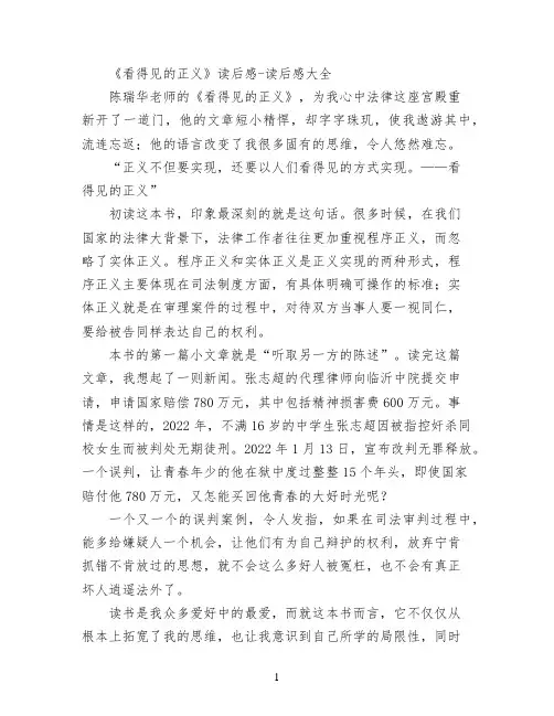 《看得见的正义》读后感