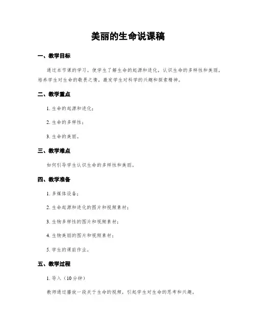 美丽的生命说课稿