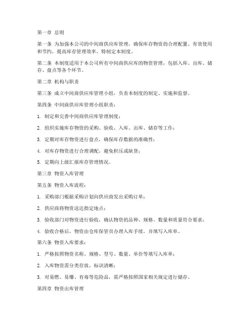 中间商供应库管理制度模板