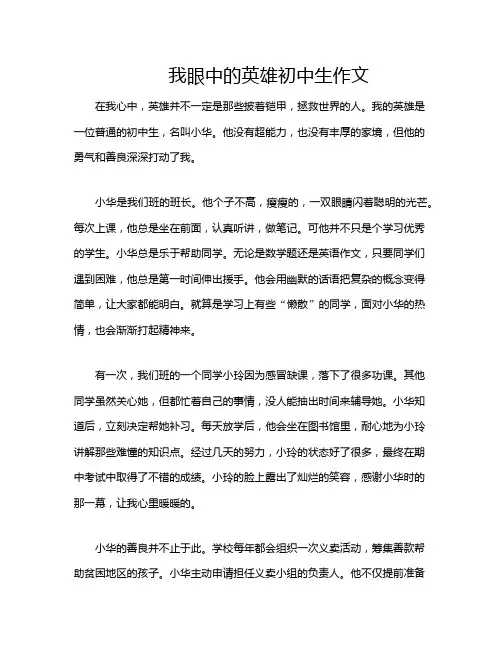 我眼中的英雄初中生作文