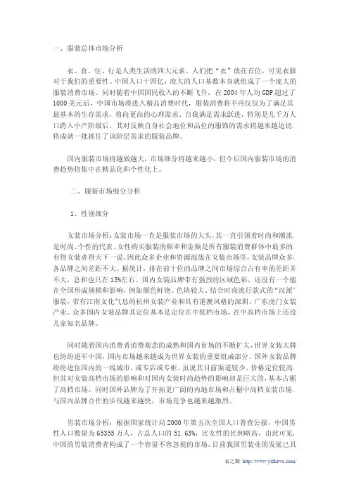 服装市场环境分析