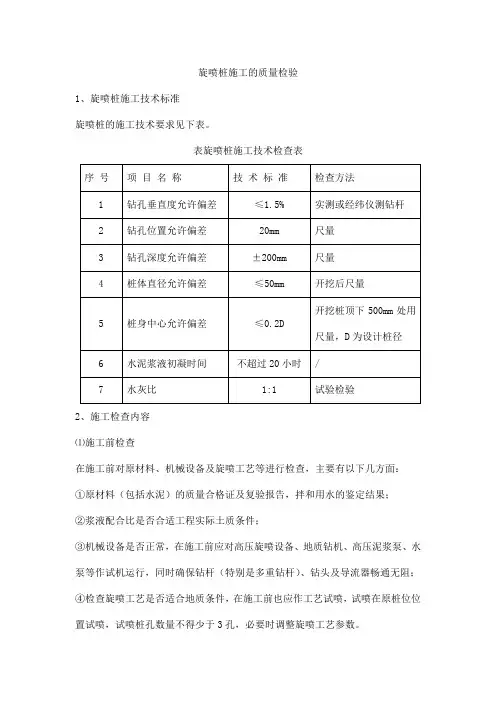 旋喷桩施工的质量检验