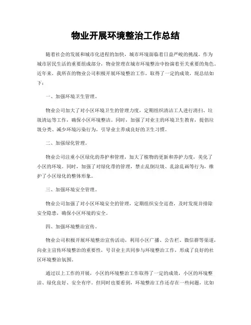 物业开展环境整治工作总结