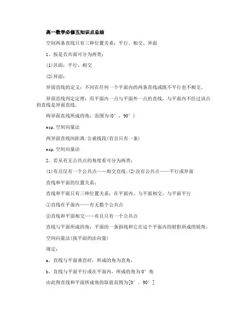 高一数学知识点整理