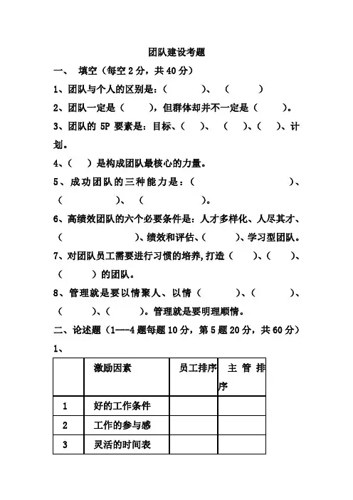 团队建设考题最新