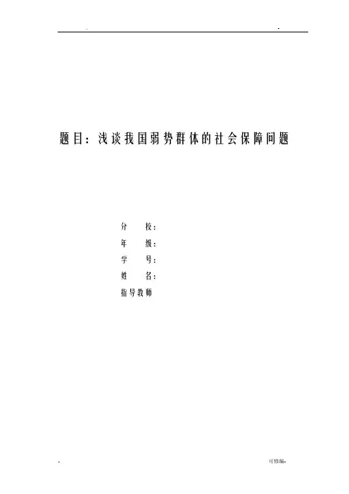 论文_浅谈我国弱势群体的社会保障问题