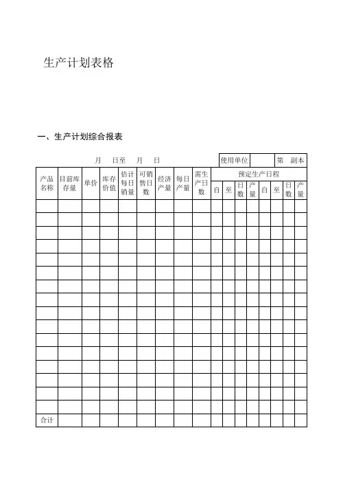 (完整版)生产计划表格