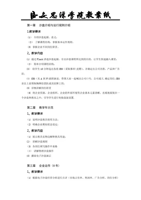ERP沙盘模拟实训教案