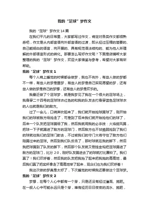 我的“足球”梦作文