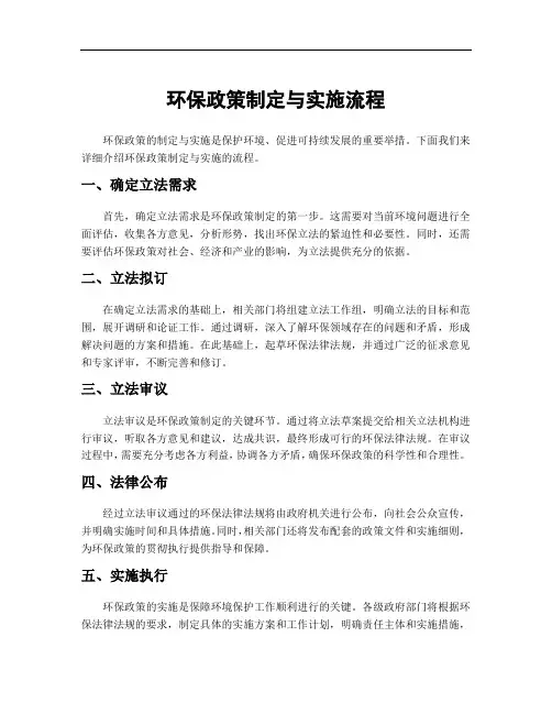环保政策制定与实施流程
