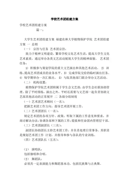 学校艺术团组建方案