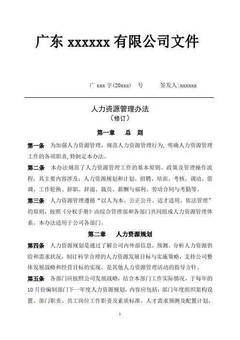 人力资源管理办法(完整版)