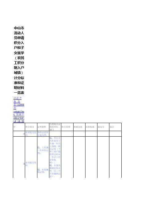 广东中山积分入户