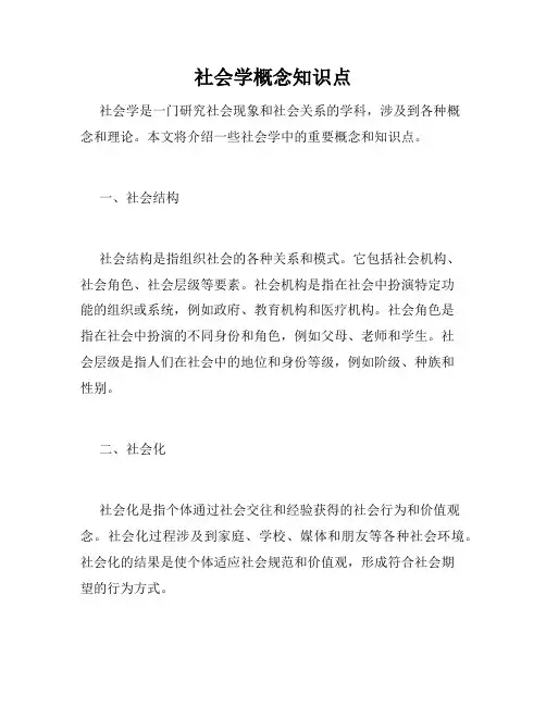 社会学概念知识点