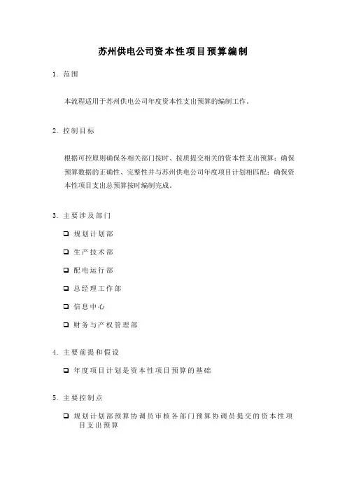 供电公司资本性项目预算编制