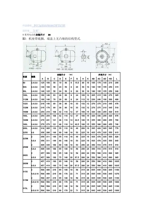 Y系列电动机安装尺寸 4