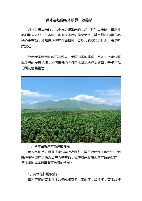 苗木基地的成本核算，收藏帖！