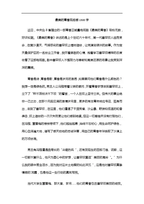 最美的青春观后感1500字
