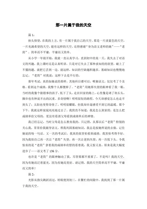 那一片属于我的天空作文600字初三记叙文