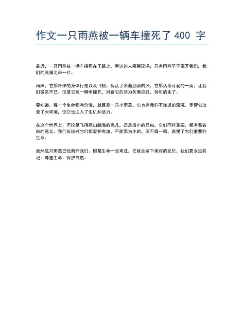 作文一只雨燕被一辆车撞死了400 字