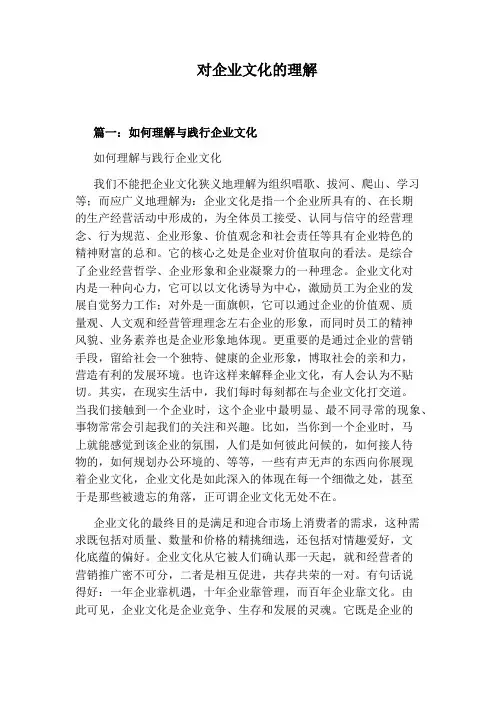 对企业文化的理解