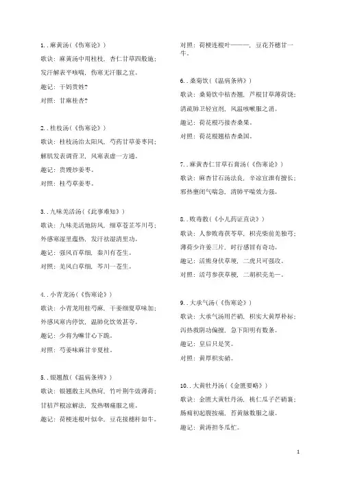 趣味方剂歌诀完美版
